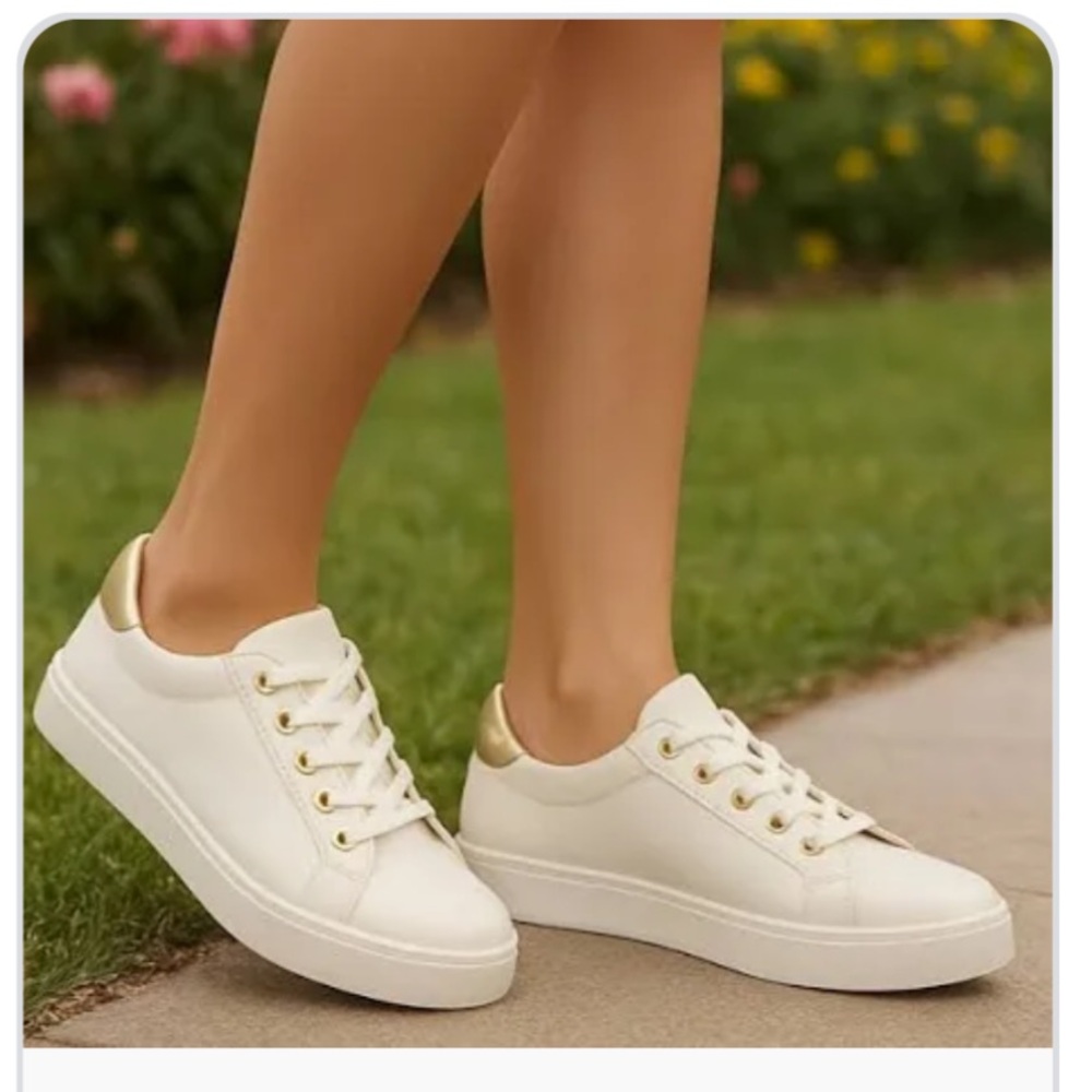 LOFT | White and Gold Sneakers - Picture 4 of 13